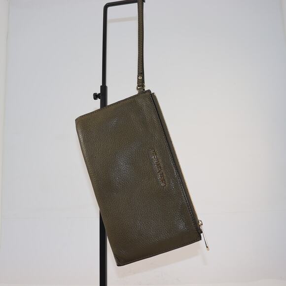 Michael Kors Pebbled Leather Wristlet in Olive Green - Picture 1 of 4